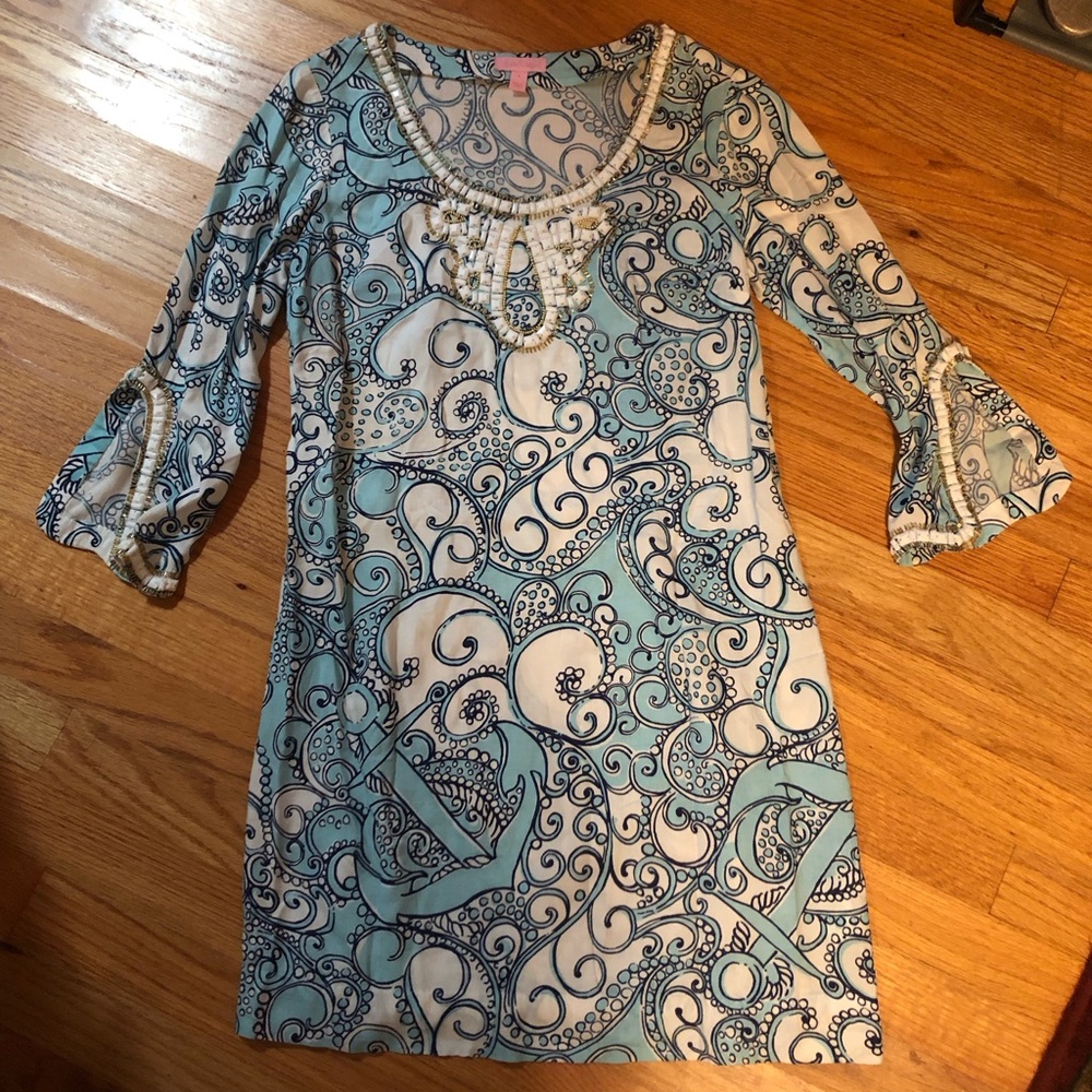 EUC Lilly Pulitzer Sarah tunic dress Spa Blue Shape Up or Ship Out size Small